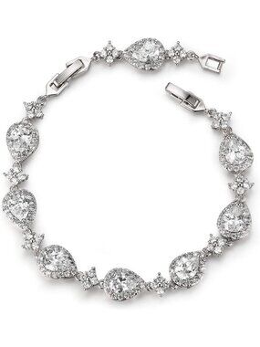 Elegant Teardrop Crystal Bracelets for Weddings, Bridesmaids & Prom - Sparkling